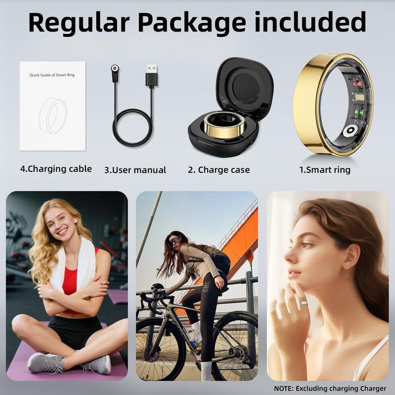 Smart Ring - Health Monitoring Device with Heart Rate, Calories, Sleep, Menstrual Cycle, Skin Temperature, Stress, Mood and Exercise Data for Men and Women, Wireless Fitness Tracker, No Surcharge, Android Ios Compatible