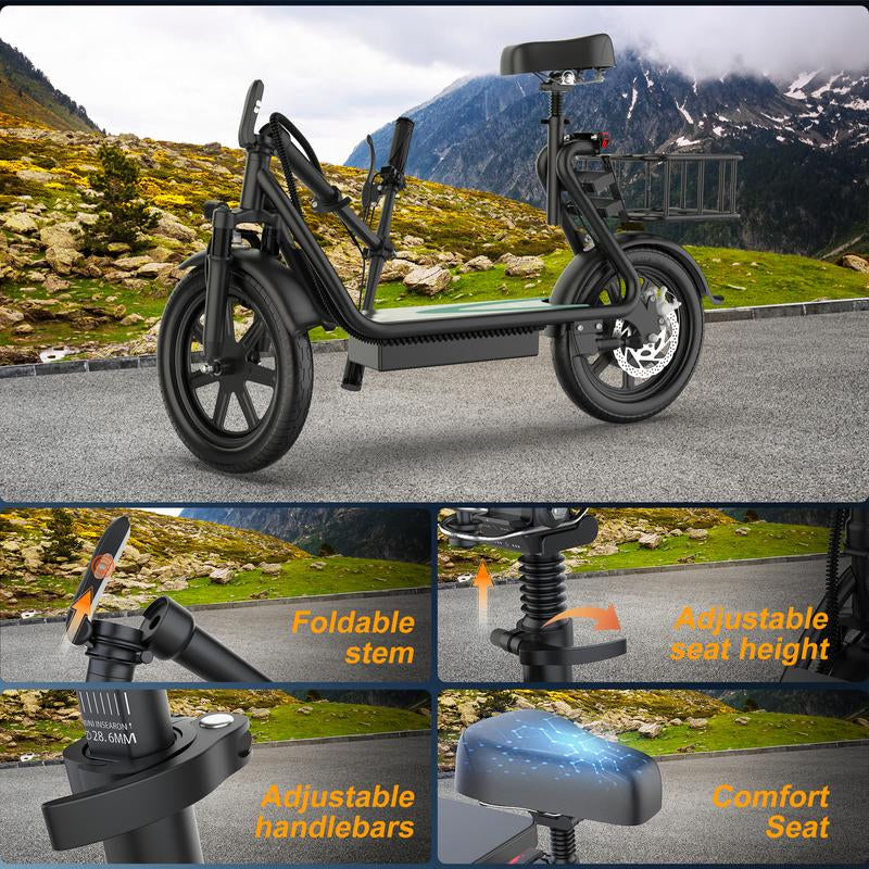 Electric Scooter, 500W Motor, Top Speed 22 MPH, Long Battery Life, 22-28 Miles per Charge, LCD Display, Dual Braking System Commuter Scooter for Adults