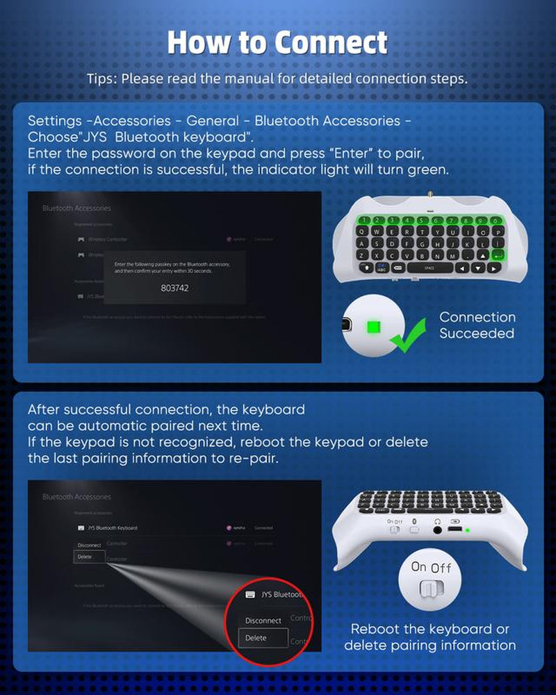 MENEEA Wireless Controller Keyboard for PS5, Bluetooth 3.0 Mini Portable Gamepad Chatpad with Built-In Speaker & 3.5MM Audio Jack for Playstation 5 Voice Chat Board for Messaging and Gaming Live Chat Console Smartphone