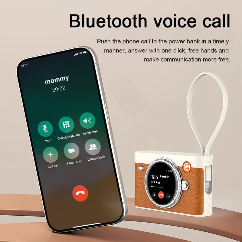 GS Wear Power Bank - 10000Mah Portable Charger with 22.5W Fast Charge, Translate ,Built-In Bluetooth Speaker & AI Voice, Dual Output Ports Compatible with Android, Iphone, Ipad | PD/QC Alarm Clock