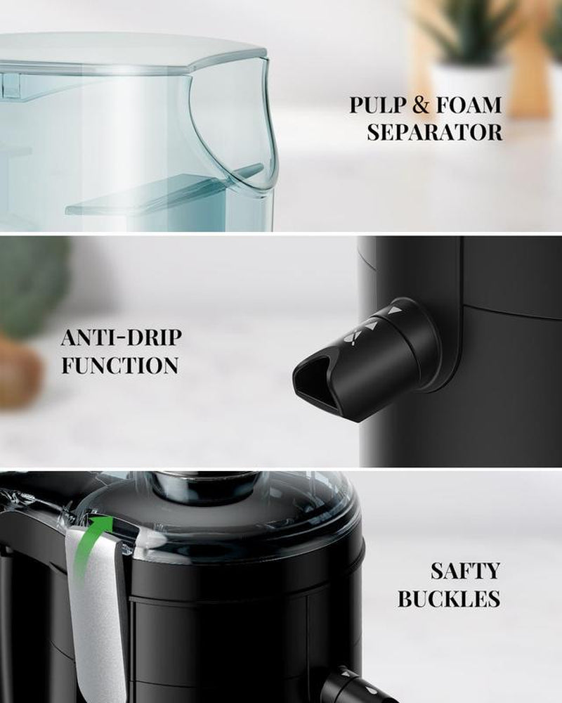 800W Juicer with 3" Wide Feed Chute, Titanium Blades & Dual Speeds — Easy Juice Extractor for Fruits & Veggies