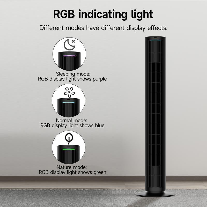 NOT AC --Tower Fan for Bedroom, 40 Inch Bladeless Fan, 80 ° Oscillating Fan, Silent Floor Fan with Remote Control Led, 4-Speed Multiple Modes, 7H Timer, Large Air Outlet