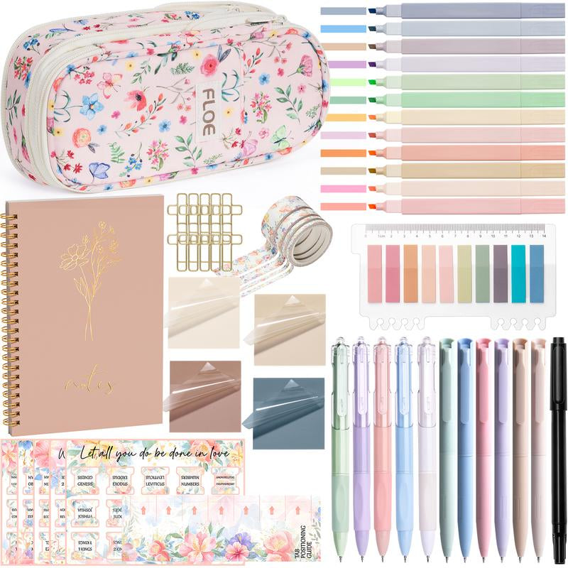 Aesthetic School Supplies with Cute Pencil Case, Pastel Highlighters Gel Pens Mechanical Pencils Set 0.5 0.7 & 2.0Mm, Office Back to School Supplies College Essentials Kit Student Stationary Set,Back to School Gift,Birthday'S Gift