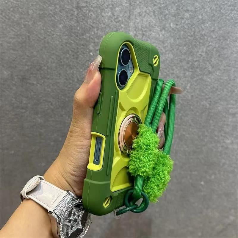Dazzling New Ip16Promax Phone Case - Double Ring Thickened 15, Super Anti-Fall Protection, 14 Silicone, Purple Lanyard Cover, Smartphone Cover Protector Screen Protector Cellphone Protective Casing Shockproof