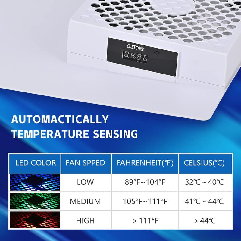 G-STORY PS5 Cooling Fan, PS5 Fan Cooler System, Speed Automatically Adjusted by Temperature, Low Noise, RGB LED Accessories Console Cover Ps5 Accessories Gamesircontroller