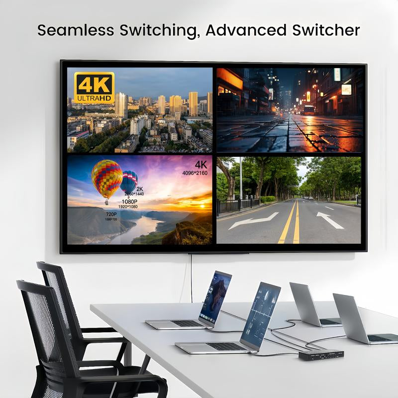 4 PORT HDMI Quad Multi-Viewer 4 in 1 Out HDMI Switcher 1080P HDMI Seamless IR Control 3D Support 5 Modes for PC/STB/DVD Accessories HDMI To
