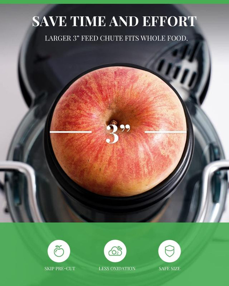 800W Juicer with 3" Wide Feed Chute, Titanium Blades & Dual Speeds — Easy Juice Extractor for Fruits & Veggies