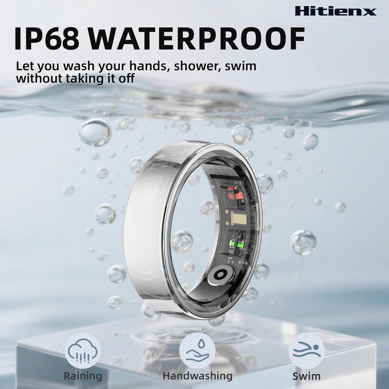 Smart Ring - Health Monitoring Device with Heart Rate, Calories, Sleep, Menstrual Cycle, Skin Temperature, Stress, Mood and Exercise Data for Men and Women, Wireless Fitness Tracker, No Surcharge, Android Ios Compatible