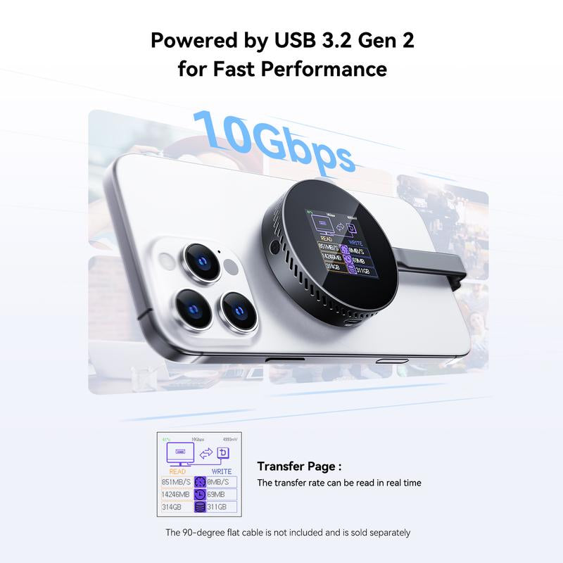Dockcase Magnetic Visual M.2 2242 Nvme SSD Enclosure, 10Gbps USB 3.2 Type-C, 100W PD, 3S PLP Data Protection, Fits 2242/2230 Nvme Pcie, Compatible with Magsafe for Iphone 16/15 Pro Max Prores