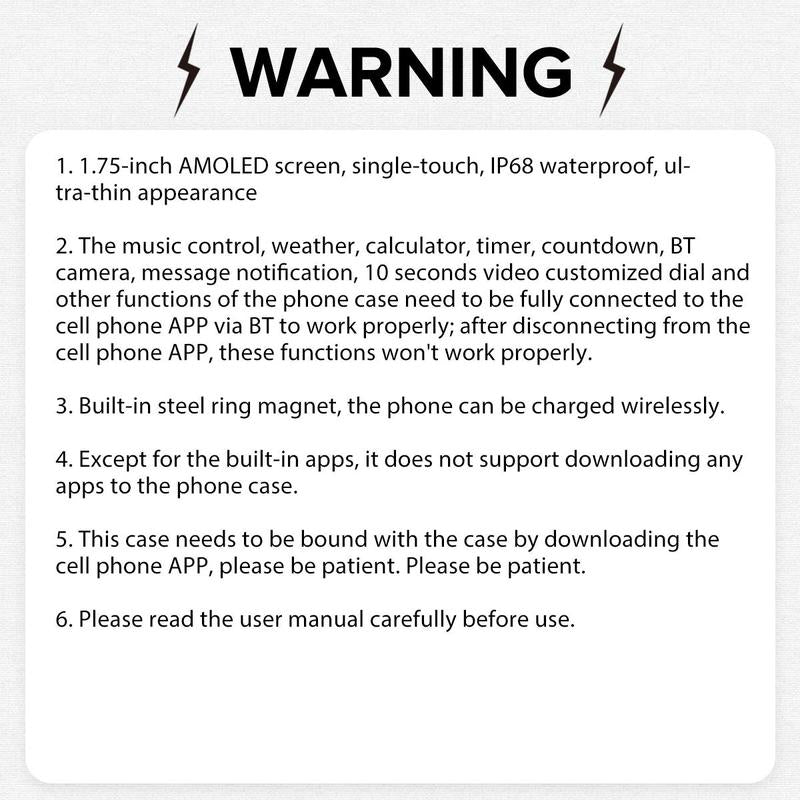1. 75-Inch AMOLED HD Screen Phone Case, Magnetic Mobile Phone Wireless Charging, Ultra-Thin Design, BT Camera Real-Time Preview, BT Message, IP68 Waterproof, Music, Weather, Calculator, Timer, 10-Second Video Dial Customization, Practical Gadgets, Gift