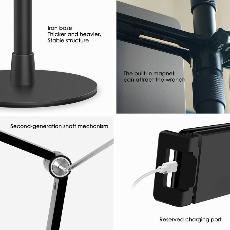 Viozon 3-In-1 Selfie Desktop Live Stand, Height Adjustable/Overhead, 8" LED Ring Light, Compatible with 3.5-13" Tablet& Phone, Suitable for Youtube/Tiktok/Recording/Streaming/Online Meeting 3In1 Phonestand Ipad Mounting Options Office Gadgets Mount