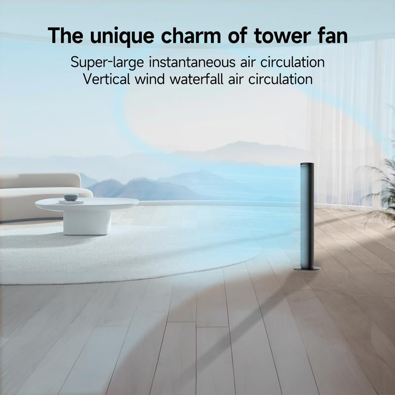 NOT AC --Tower Fan for Bedroom, 40 Inch Bladeless Fan, 80 ° Oscillating Fan, Silent Floor Fan with Remote Control Led, 4-Speed Multiple Modes, 7H Timer, Large Air Outlet