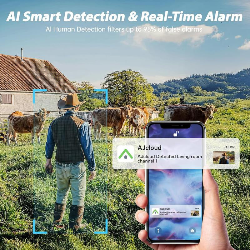 4G LTE Cellular Solar Security Camera Wireless Outdoor, 2K Cameras for Home Security, No Wifi Security Camera Solar Powered, Color Night Vision, Human Detection, Include SIM Card