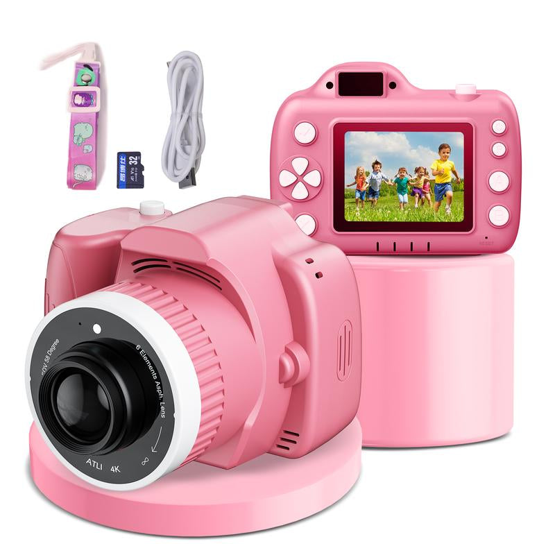 Children'S Camera Toys for Boys and Girls Aged 3-12, Toddler Camera with Projector, 4K HD Selfie Digital Video Camera, Downloadable Music, Best Holiday Gift. Video Creator, Photo Creator, Children'S Vlog Maker, Children'S Memory Recorder