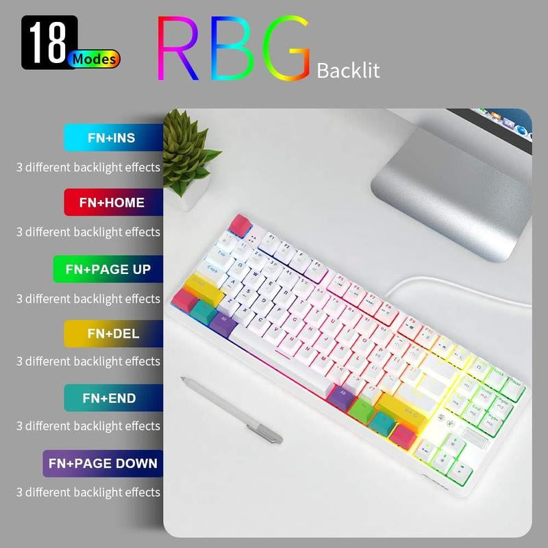 AJAZZ K870T TKL Wired/Wireles RGB Mechanical Keyboard | Rechargeable 2000Mah Tenkeyless Bluetooth Keyboard with Volume Wheel Design