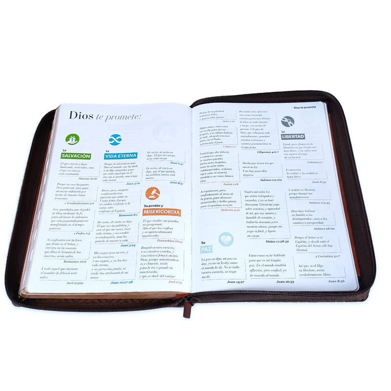 Biblia Con Cierre Letra Super Gigante 19 Puntos RV1960 Duotono Cafe Oscuro Con Indice