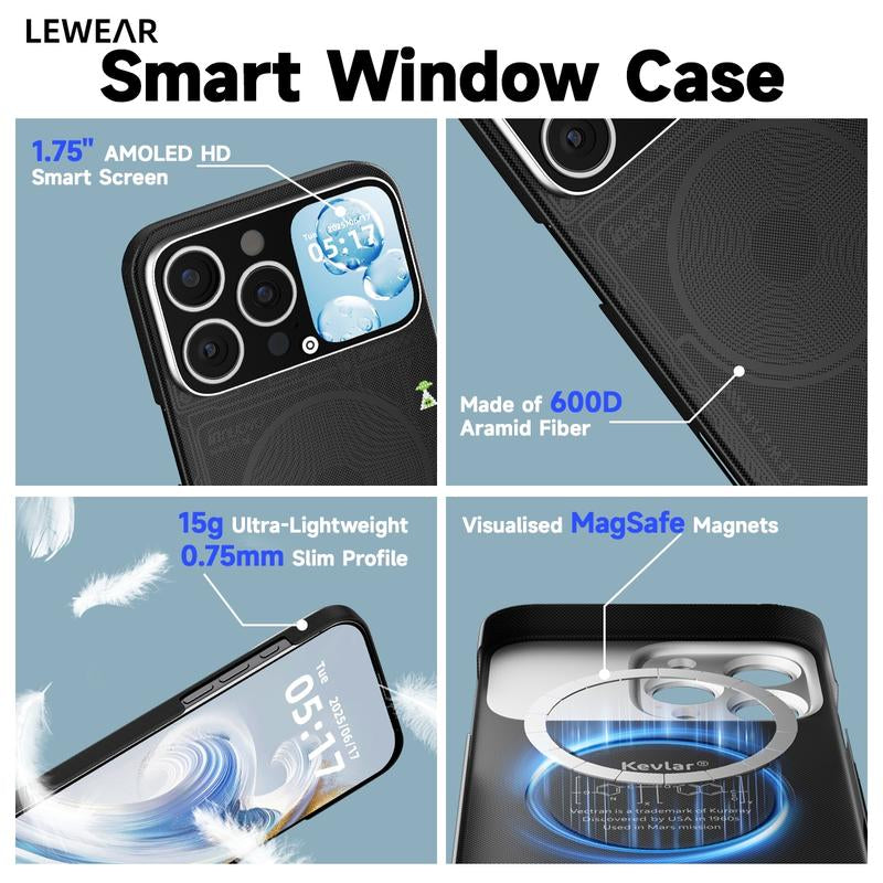 1. 75-Inch AMOLED HD Screen Phone Case, Magnetic Mobile Phone Wireless Charging, Ultra-Thin Design, BT Camera Real-Time Preview, BT Message, IP68 Waterproof, Music, Weather, Calculator, Timer, 10-Second Video Dial Customization, Practical Gadgets, Gift