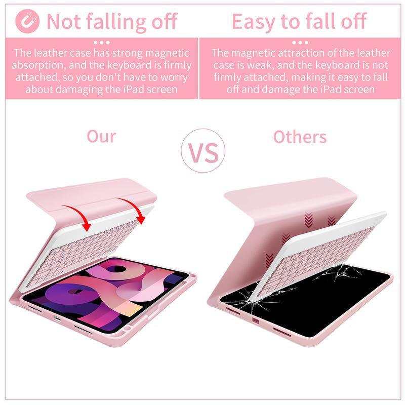 STWMOOCE Ipad Keyboard Case with Pencil Holder for 10.2" 7/8/9Th Gen, 10.9" 10Th Gen Ipad/Air4/5Th,11" Air(M2/M3)/Pro 2/3/4Th/A16 -Wireless Pink Cover
