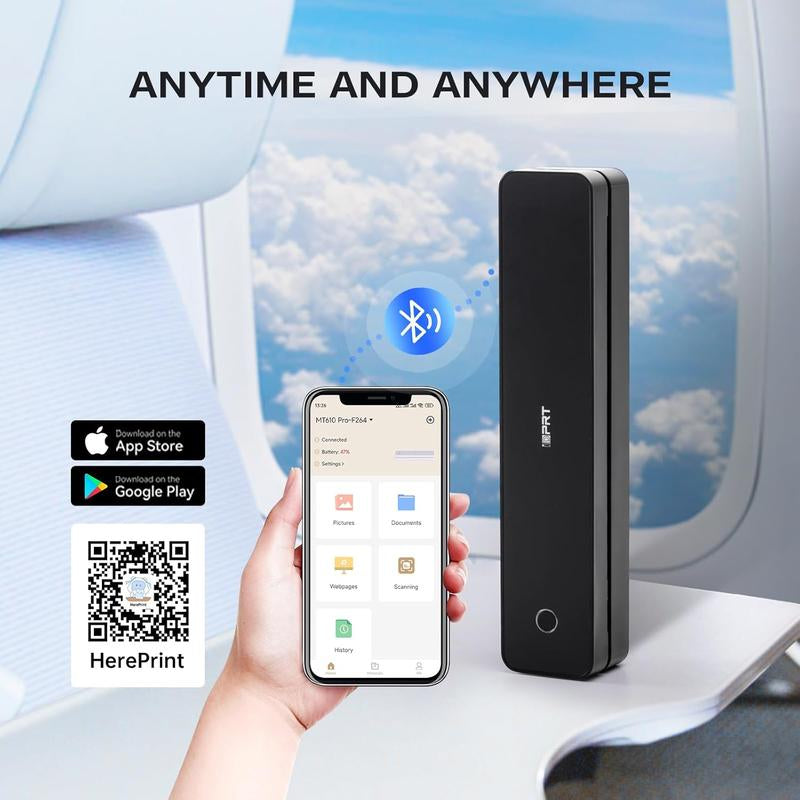 Portable Wireless Thermal Printer for Travel – 300DPI Inkless Mobile Bluetooth Printer, Supports 8.5" X 11" US Letter & A4, for Home, Office, and On-The-Go Printing