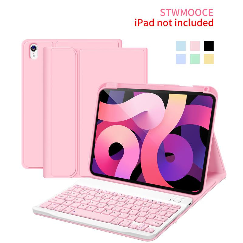 STWMOOCE Ipad Keyboard Case with Pencil Holder for 10.2" 7/8/9Th Gen, 10.9" 10Th Gen Ipad/Air4/5Th,11" Air(M2/M3)/Pro 2/3/4Th/A16 -Wireless Pink Cover