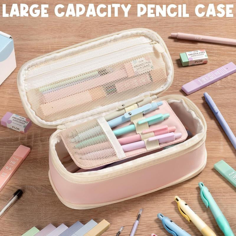 Aesthetic School Supplies with Cute Pencil Case, Pastel Highlighters Gel Pens Mechanical Pencils Set 0.5 0.7 & 2.0Mm, Office Back to School Supplies College Essentials Kit Student Stationary Set,Back to School Gift,Birthday'S Gift