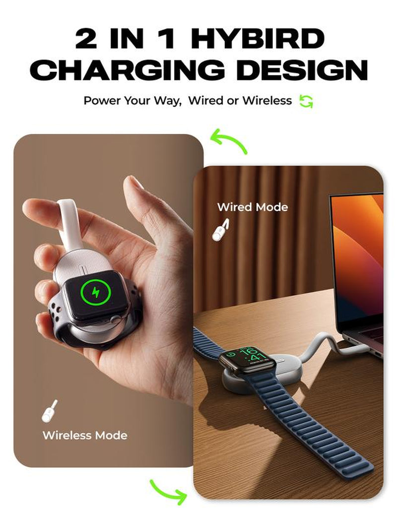 LISEN Portable Apple Watch Charger, Magnetic Fast Wireless Power Bank for Iwatch, Fast Charging for Apple Watch Series 9/8/7/6/5/4/3/2/SE. Usb