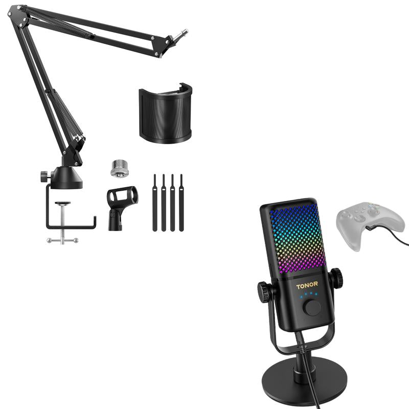 TONOR TCX3 Gaming Microphone for Xbox - RGB Condenser Streaming Mic with One Tap Mute, Long Battery Life, Fast Charging, Compatible with Capture Card