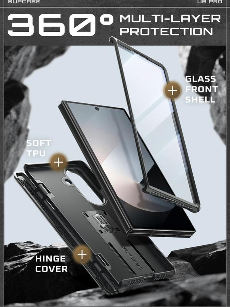 SUPCASE for Samsung Galaxy Z Fold 7 Case with Kickstand UB Pro Built-In Tempered Glass Screen Protector Hinge Coverage Military-Grade Protection Full-Body Heavy-Duty Rugged Phone Case Magsafe Compatible Anti-Slip Grip Support Magnetic Wireless