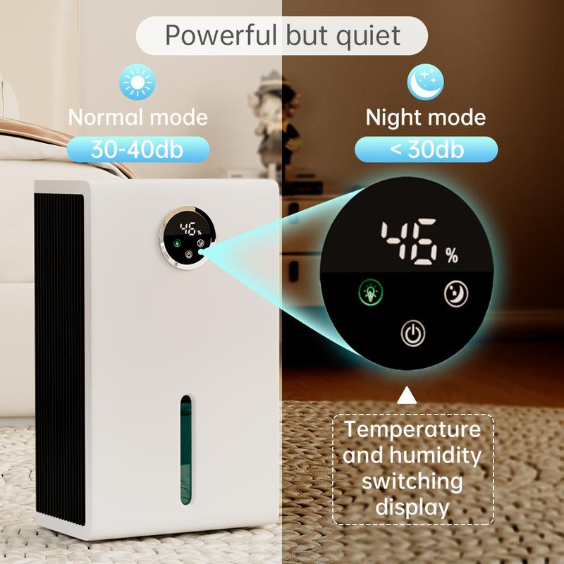 Portable Smart Dehumidifier,Air Purification with 7 Color LED Lights &Touch Screen, Ultra-Quiet Energy-Saving for Home Bedrooms Office Large Spaces