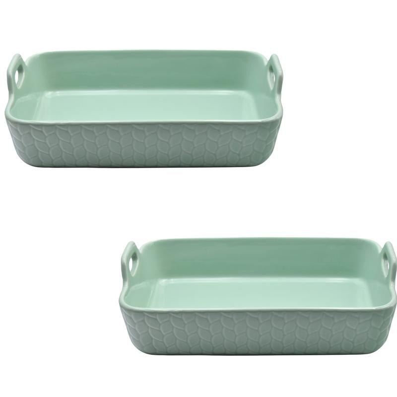 Temp-Tations Carved Willow Set of (2) 9"X13" Baker W/ Upswept Handles