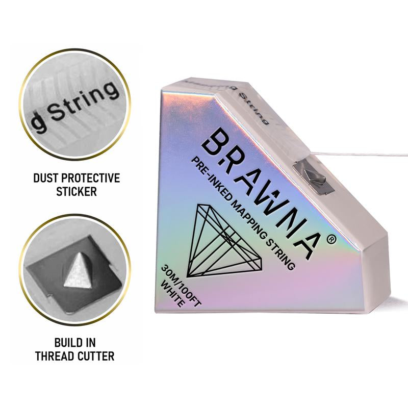 BRAWNA White and Pink Mapping String for Brows and Lips Measuring - PMU, Microblading, Brow Tint Supplies - Eyebrow Lamination Eyebrow Razors