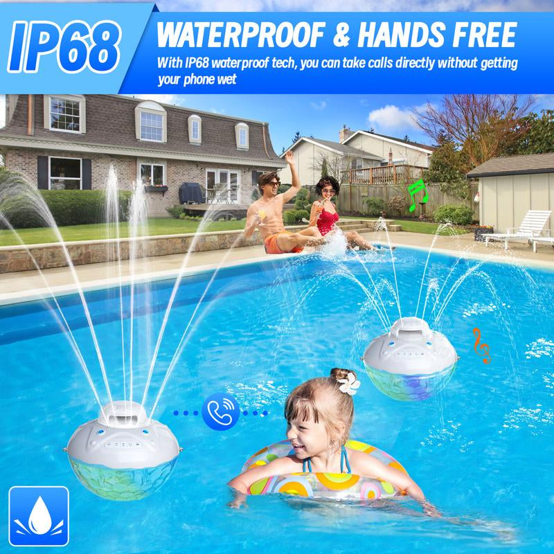 3 in 1 Bluetooth Pool Speaker with Pool Fountain Light, 10000Mah Floating Pool Speaker, IP68 Waterproof Hot Tub Speakers, Loud Sound, BT5.4,24H Playtime Rechargeable Pool Water Fountain, White