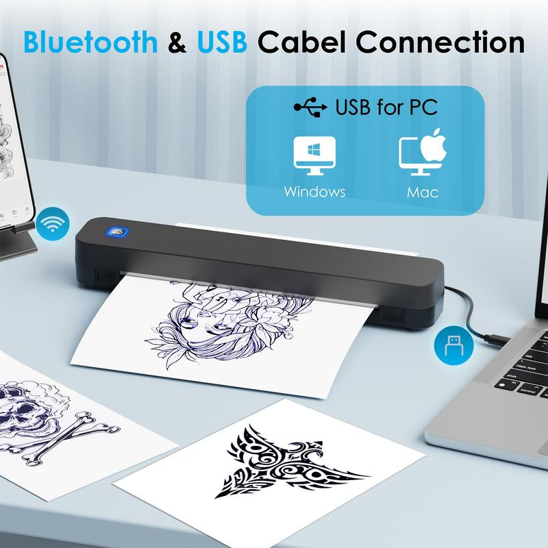 KNAON Tattoo Printer - Wireless Bluetooth Thermal Printer for Tattoo Artists & Beginners,Compatible with Smartphone,Tablet & PC