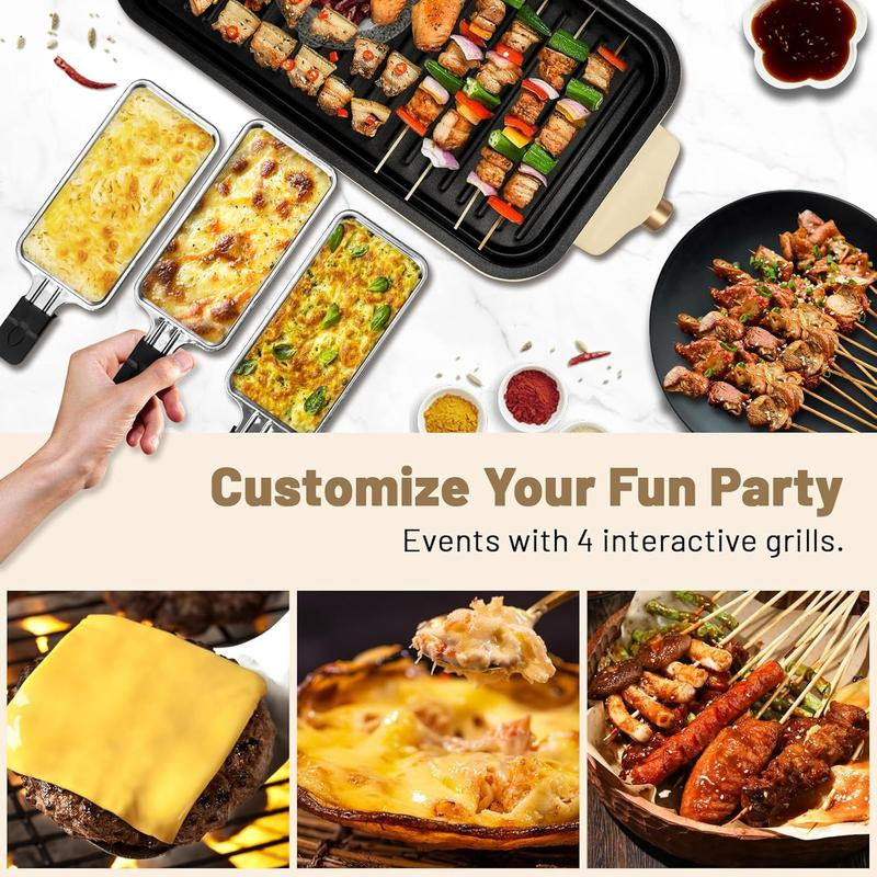 Indoor Smokeless Electric BBQ Grill,Non-Stick Cooking Removable Plate,5 Adjustable Temperatures,Dishwasher Safe,1500W,Kitchen Appliances, Household
