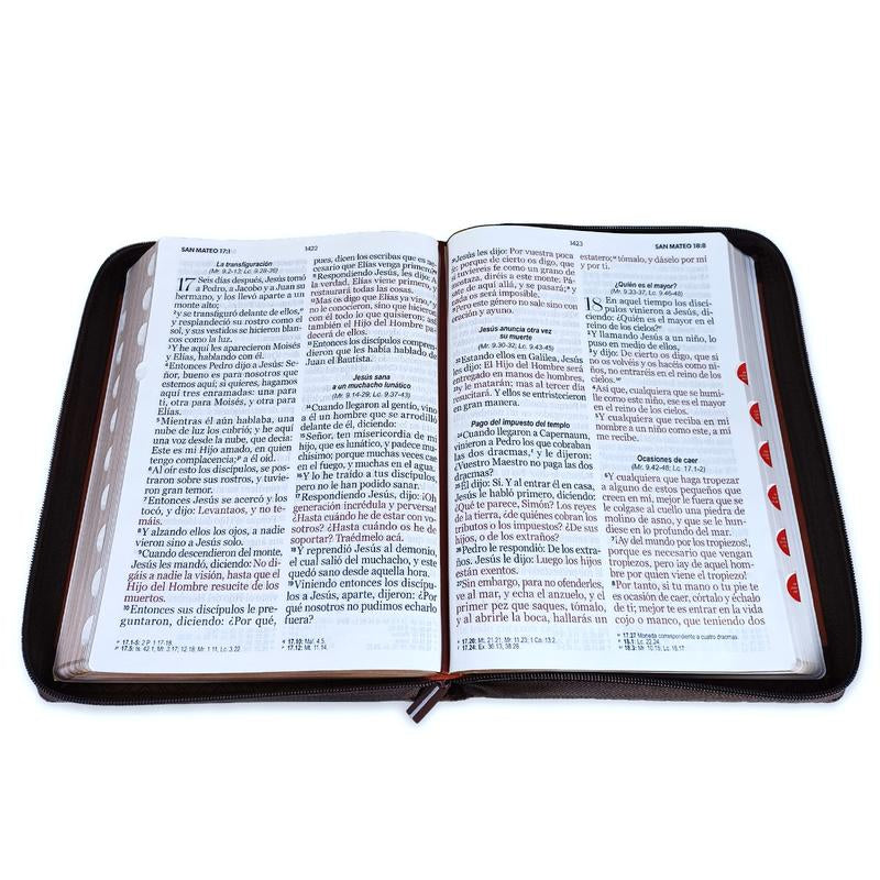 Biblia Con Cierre Letra Super Gigante 19 Puntos RV1960 Duotono Cafe Oscuro Con Indice