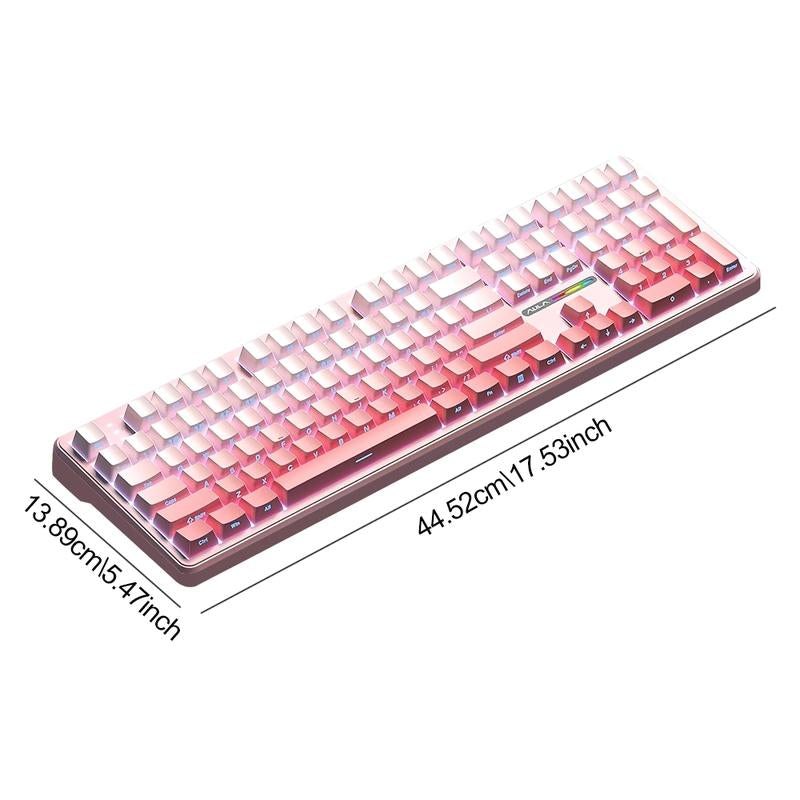 AULA F108 Three-Mode Mechanical Keyboard, 108-Key Full-Array, RGB Lighting Effect, Full-Key Hot Swap, Comfortable Keys Feel, Compatible with Windows/Mac/Ios System, Suitable for Computers, Notebooks, Mobile Phones, Daily Office or E-Sports Games.
