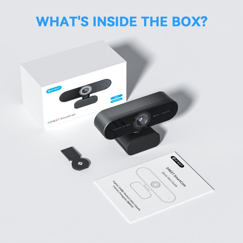 EMEET C60E 4K Ultra HD Webcam with Auto Focus 73° FOV for PC Gaming Switch2 Computer Camera 4K@30Fps 1080P@60Fps Fast Autofocus Auto Light Correction Plug & Play with Privacy Cover for Streaming Working Gaming
