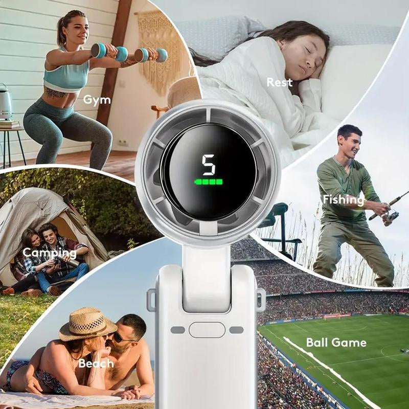 Portable Handheld Turbofan, Rechargeable 5-Speed Wind Adjustment Cooling Fan Suitable for Outdoor Activities and Travel