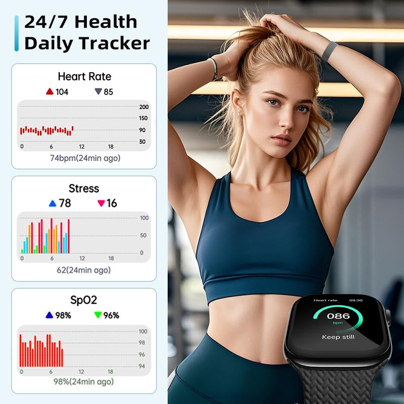 Ultimate Fitness Smartwatch W 2.02" Touchscreen, Heart Rate & Sleep Monitor, Waterproof, Sleek Black Aluminium Frame, All-Day Comfort, Long Battery Life – Ideal for Active Men & Women