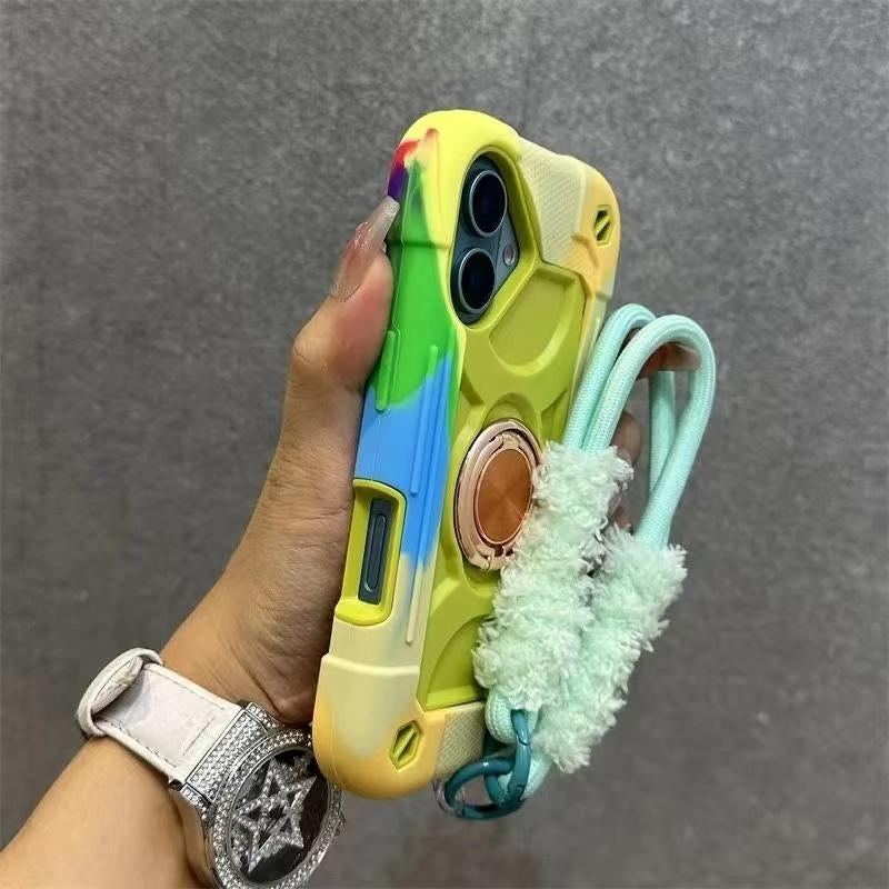 Dazzling New Ip16Promax Phone Case - Double Ring Thickened 15, Super Anti-Fall Protection, 14 Silicone, Purple Lanyard Cover, Smartphone Cover Protector Screen Protector Cellphone Protective Casing Shockproof