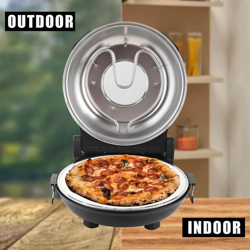 Countertop Pizza Ovens,12 Inch Electric Pizza Oven Indoor,1200W Portable Pizza Maker with Viewing Window, Indoor Pizza Oven Countertop,Pizza Maker Portable. Heats up to 800°F, Ideal for Home Use, Black