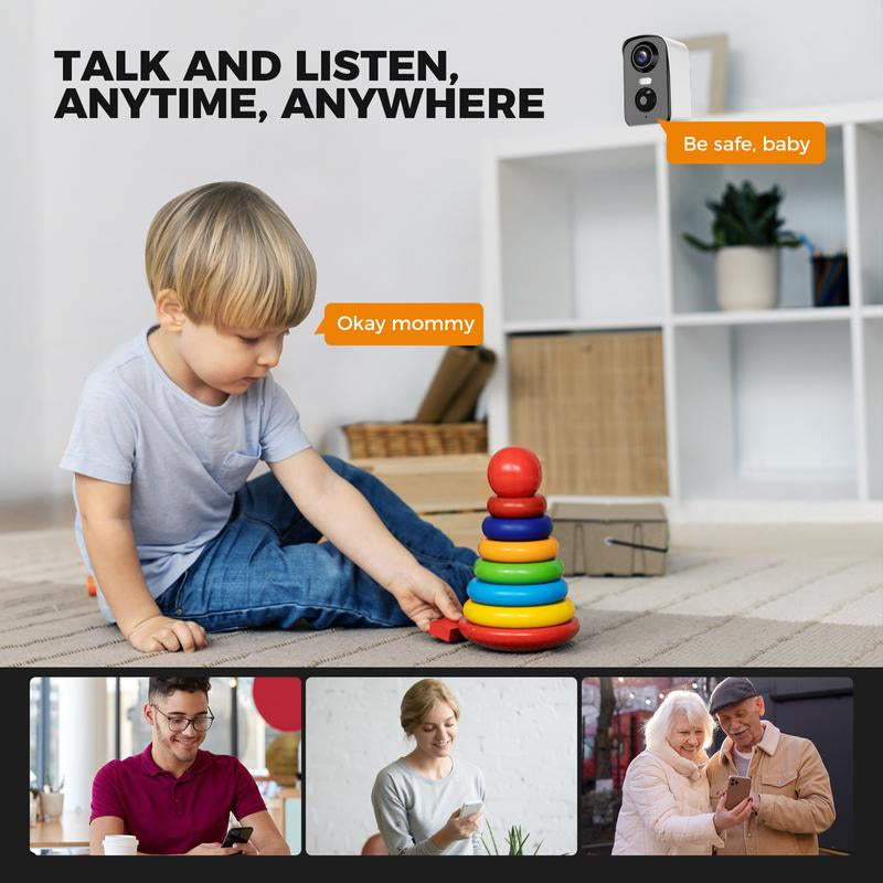 2K Wireless Outdoor Security Camera – 5200Mah Battery Powered, AI Motion Detection, Full-Color Night Vision, Two-Way Audio, IP65 Waterproof, 30‑Day Free Cloud Trial, Ios/Android Compatible