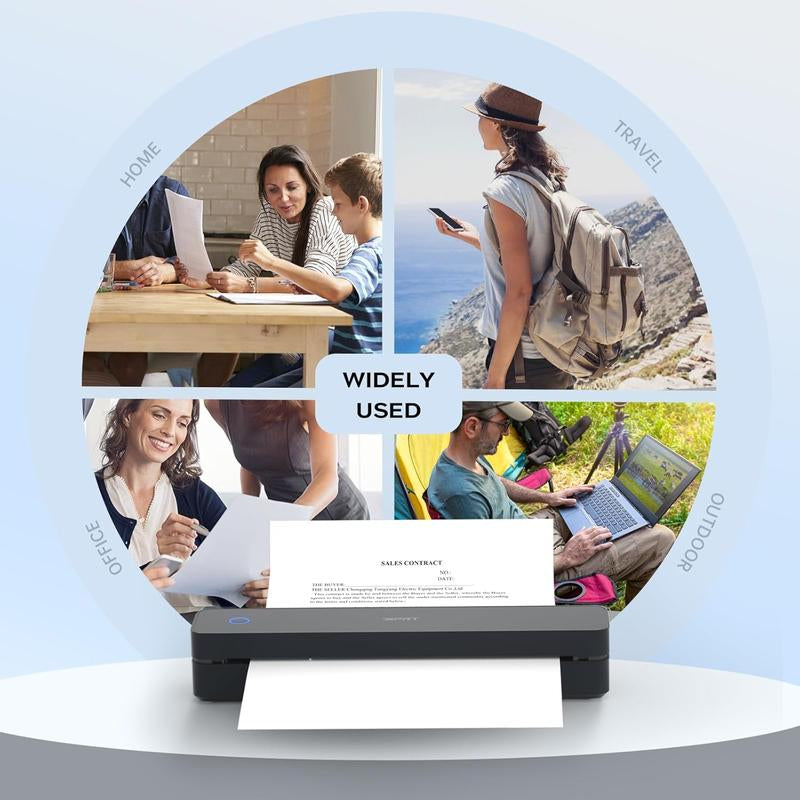 Portable Wireless Thermal Printer for Travel – 300DPI Inkless Mobile Bluetooth Printer, Supports 8.5" X 11" US Letter & A4, for Home, Office, and On-The-Go Printing