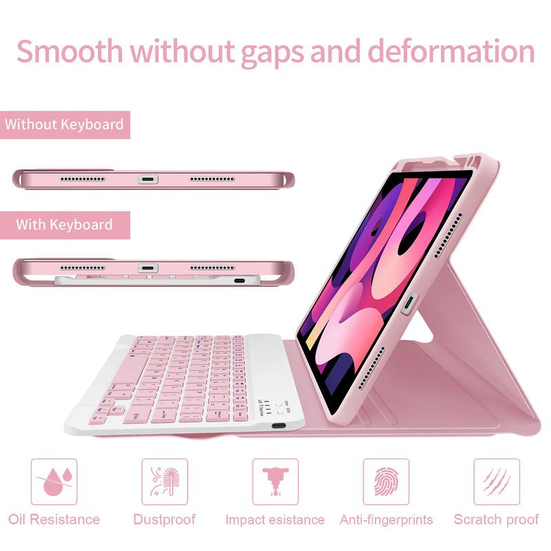 STWMOOCE Ipad Keyboard Case with Pencil Holder for 10.2" 7/8/9Th Gen, 10.9" 10Th Gen Ipad/Air4/5Th,11" Air(M2/M3)/Pro 2/3/4Th/A16 -Wireless Pink Cover
