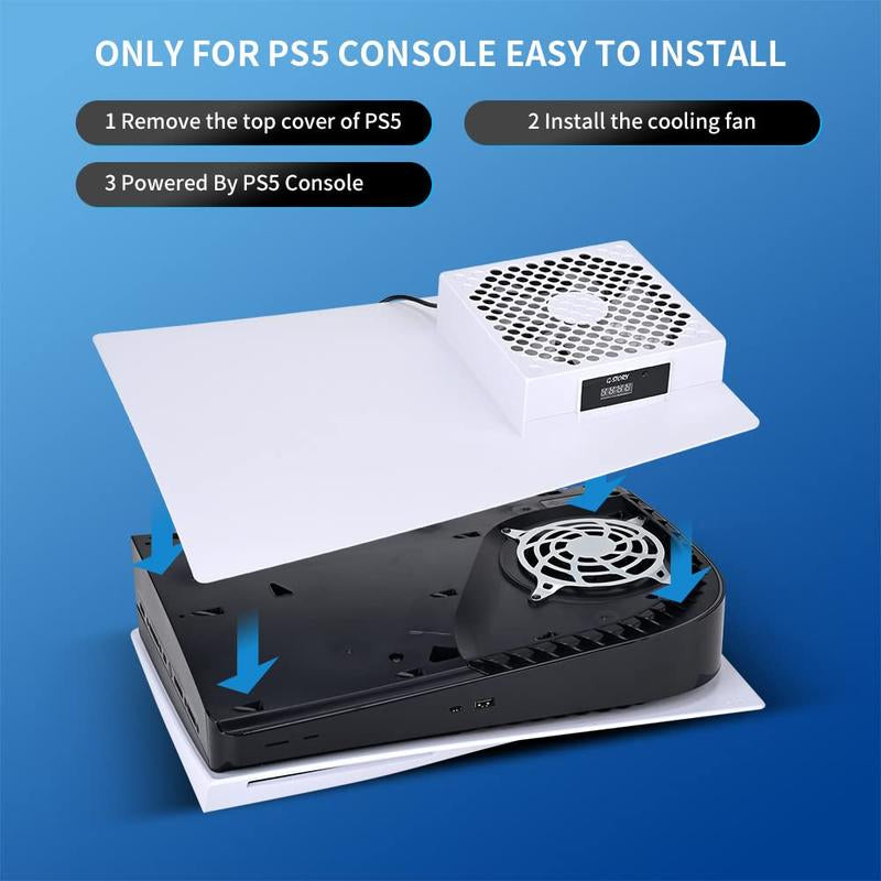 G-STORY PS5 Cooling Fan, PS5 Fan Cooler System, Speed Automatically Adjusted by Temperature, Low Noise, RGB LED Accessories Console Cover Ps5 Accessories Gamesircontroller