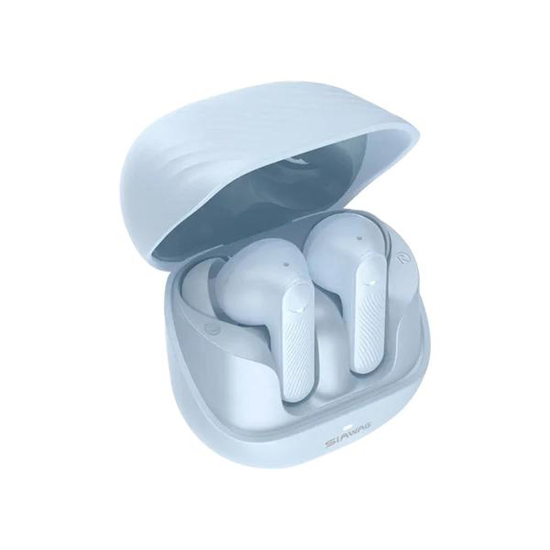SIAWAG BTW73 Bluetooth Earbuds with ANC & ENC Noise Cancelling, 800Mah Battery, Dual Device Pairing, 60Ms Low Latency, IPX5 Waterproof, Fast Charging, Stylish Blue Design, Perfect for Women & Couples