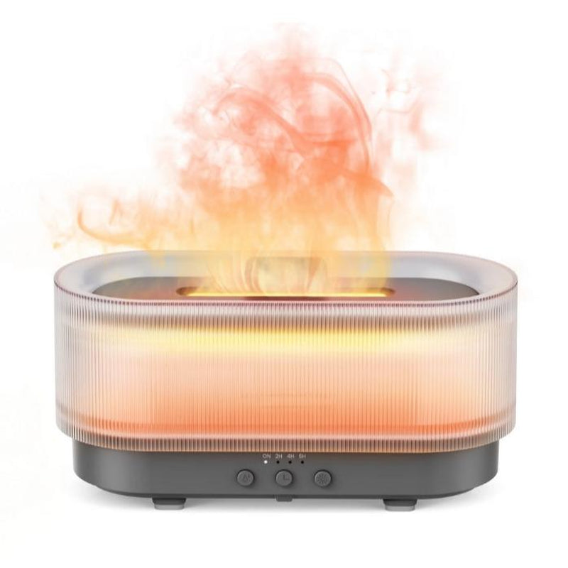 Sejoy Essential Oil Diffuser for Home Bedroom, 300Ml Cool Mist Humidifier with Flame Light, 6 Colors Changed, Dark Wood Grain
