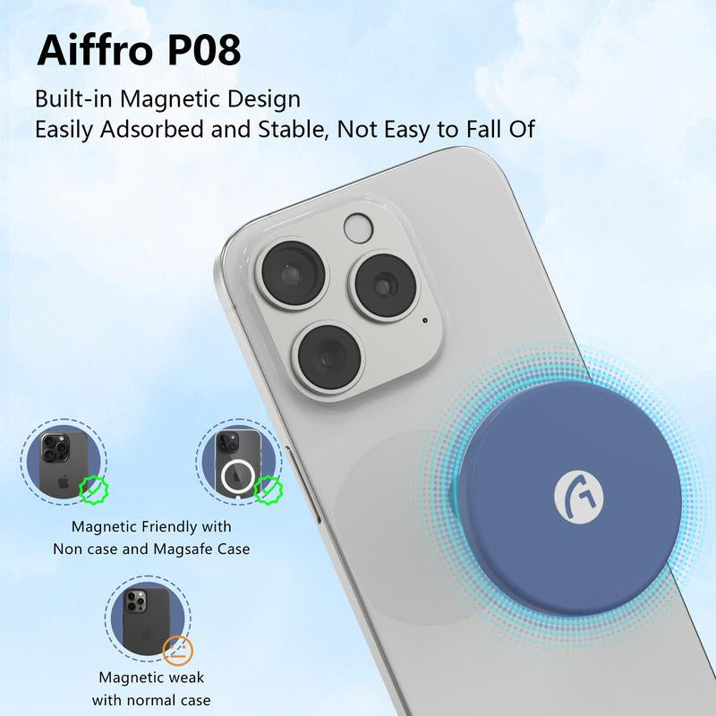 Aiffro P08 Magnetic Portable SSD with Thin Body, up to 550Mb/S Read Speeds, Supports Iphone 15 Pro, Iphone 16 Pro & Higher, and More Operating Systems