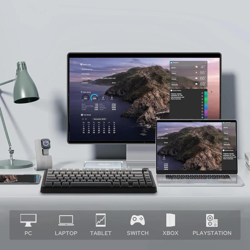 Aula F75 MAX Gasket-Mounted Hot- Swappable Wireless Mechanical Keyboard with TFT Screen and Knob, Gift for Friend, Gaming Accessories
