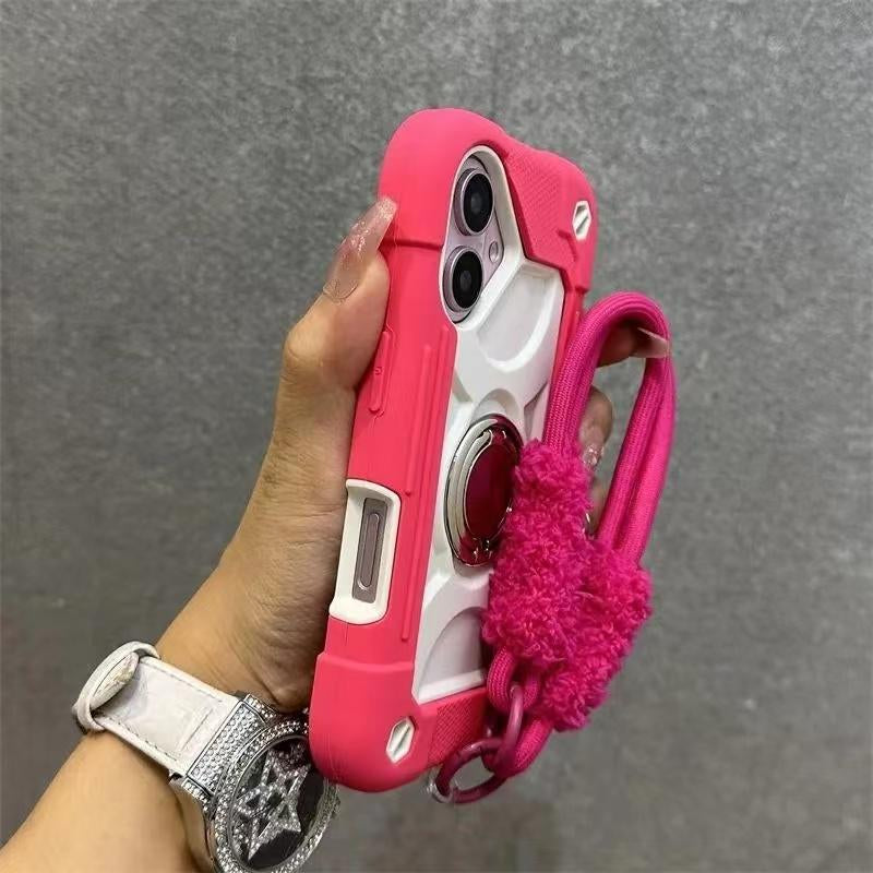 Dazzling New Ip16Promax Phone Case - Double Ring Thickened 15, Super Anti-Fall Protection, 14 Silicone, Purple Lanyard Cover, Smartphone Cover Protector Screen Protector Cellphone Protective Casing Shockproof